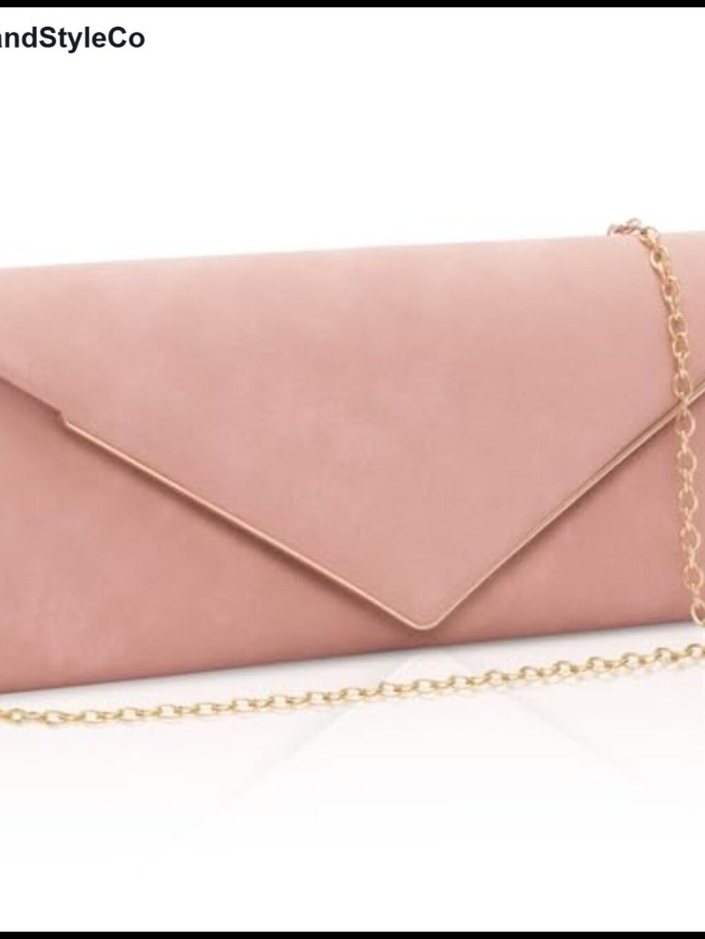 Faux Suede Envelope Clutch with Detachable Chain, Evening Bag